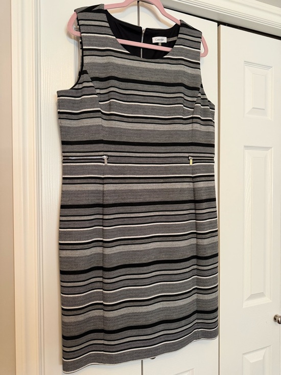 Calvin Klein Dresses & Skirts - Calvin Klein Black, Gray and White Striped Midi Sheath Dress